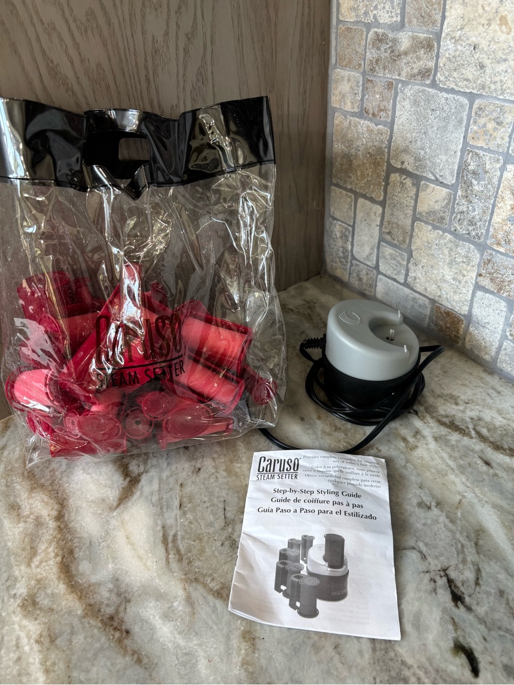 Caruso red hair roller steam set with gray heater unit
